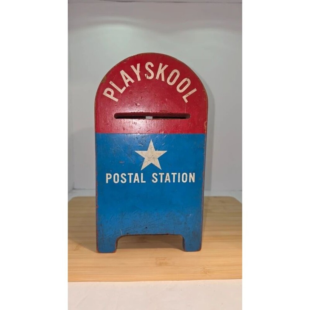 Vintage Playskool Postal Station Wooden Shape Sorter Toy